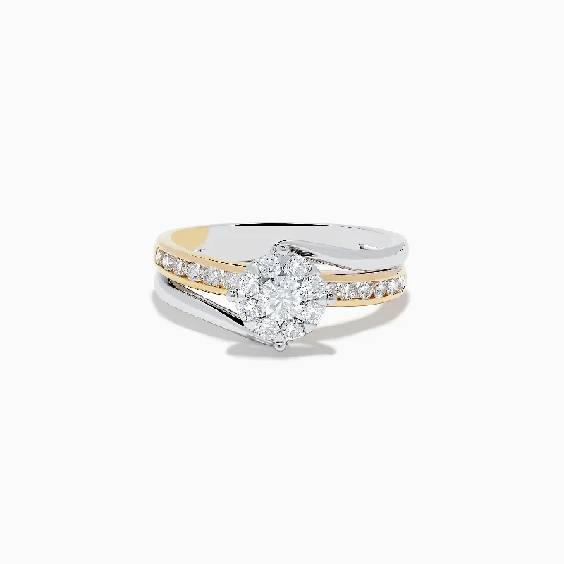 Duo 14K Two-Tone Gold Diamond Engagement Ring 0.71 TCW