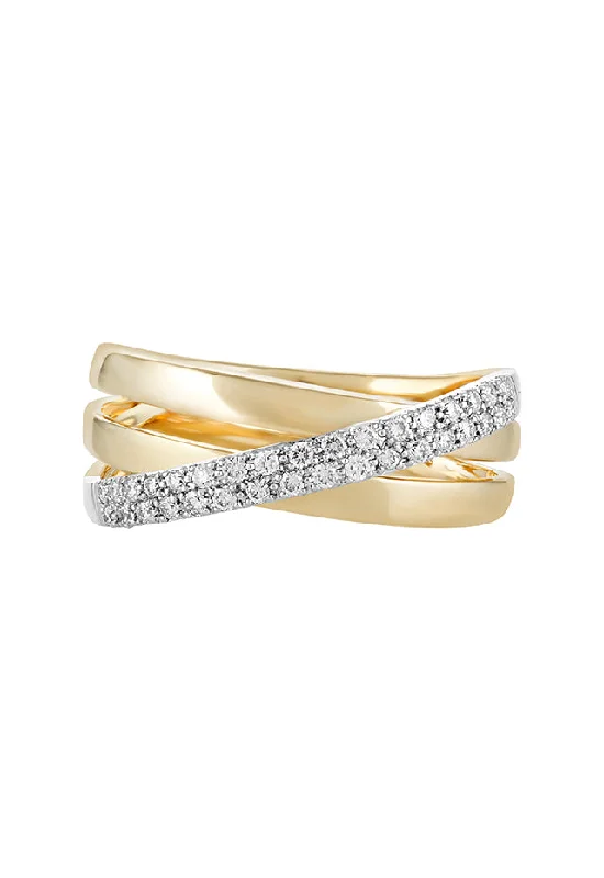 Duo 14K White and Yellow Gold Diamond Crossover Ring, 0.24 TCW