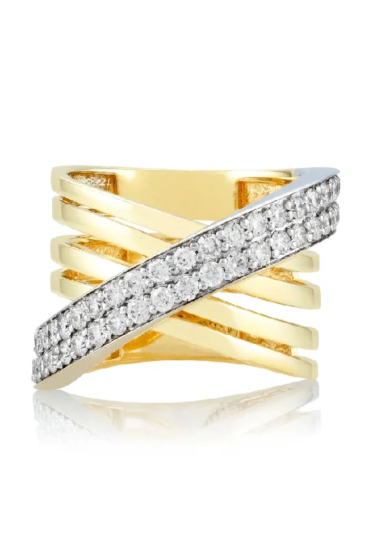 Duo 14K White and Yellow Gold Diamond Ring, 1.23 TCW