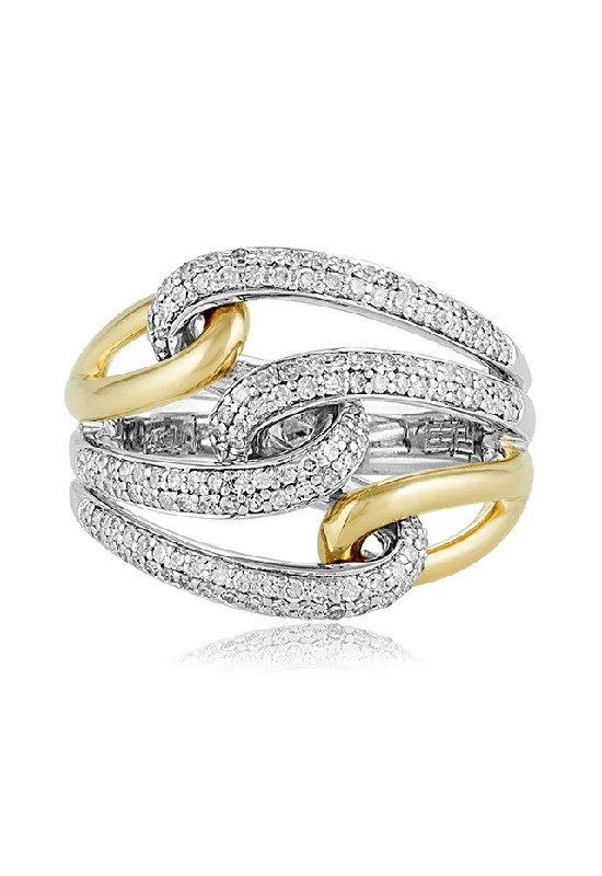 Duo 14K Yellow and White Gold Diamond Ring, 0.55 TCW