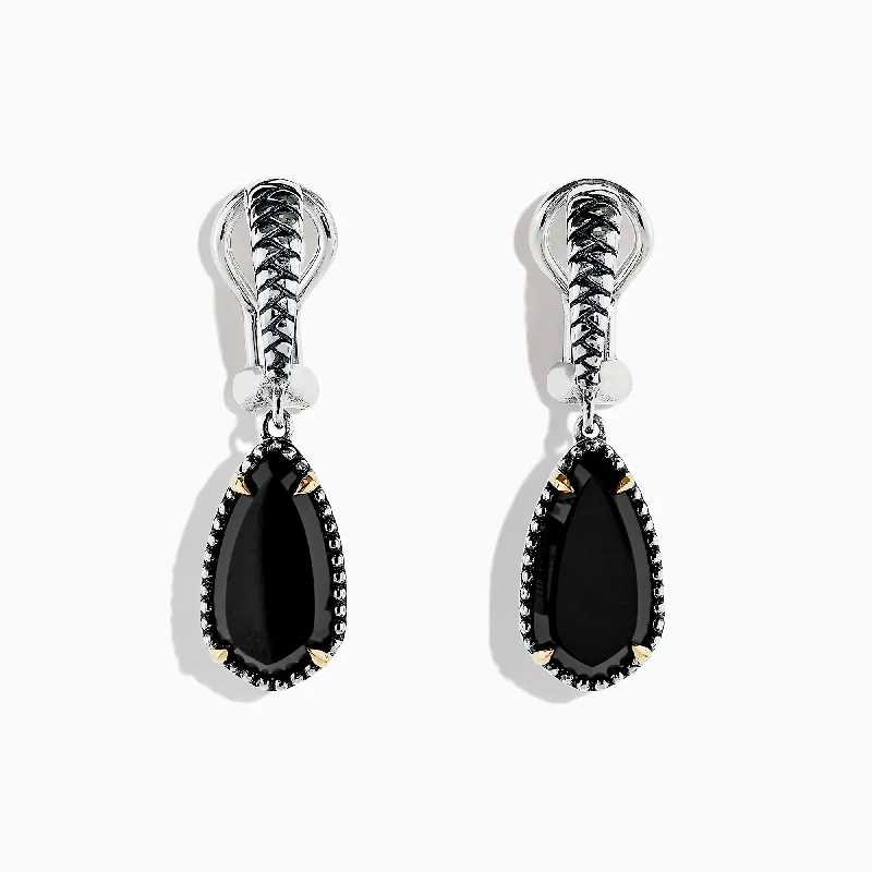 Eclipse 925 Sterling Silver Onyx Earrings, 6.08 TCW