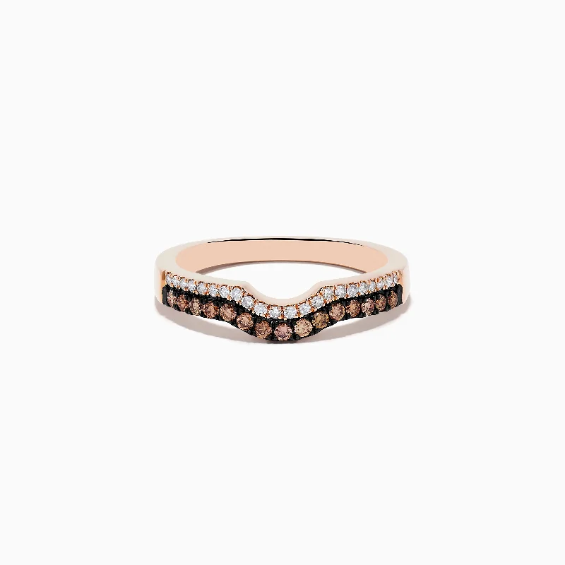 14K Rose Gold Espresso and White Diamond Band