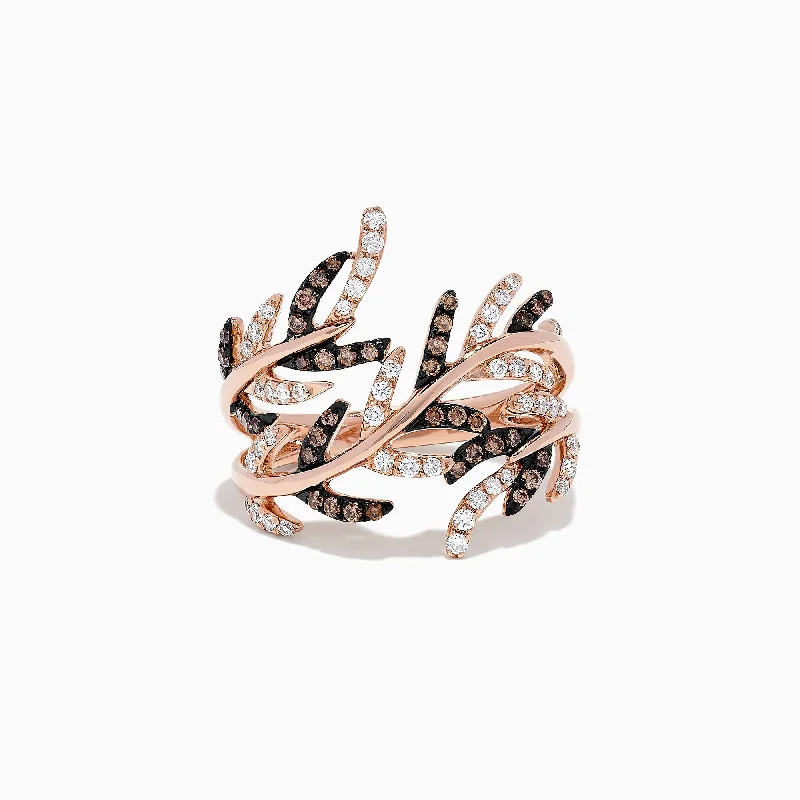 14K Rose Gold Espresso and White Diamond Ring, 0.62 TCW