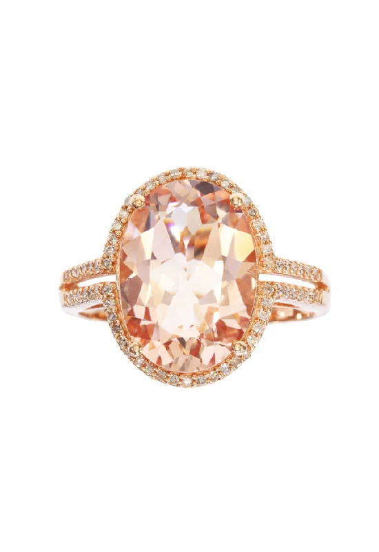 14K Rose Gold Morganite and Diamond Ring, 5.46 TCW