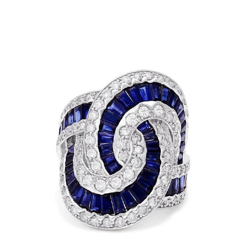 Limited Edition 14K White Gold Sapphire and Diamond Ring, 6.61 TCW