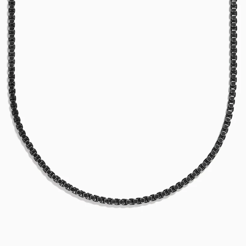 Men's 925 Sterling Silver Black Rhodium Box Chain Necklace