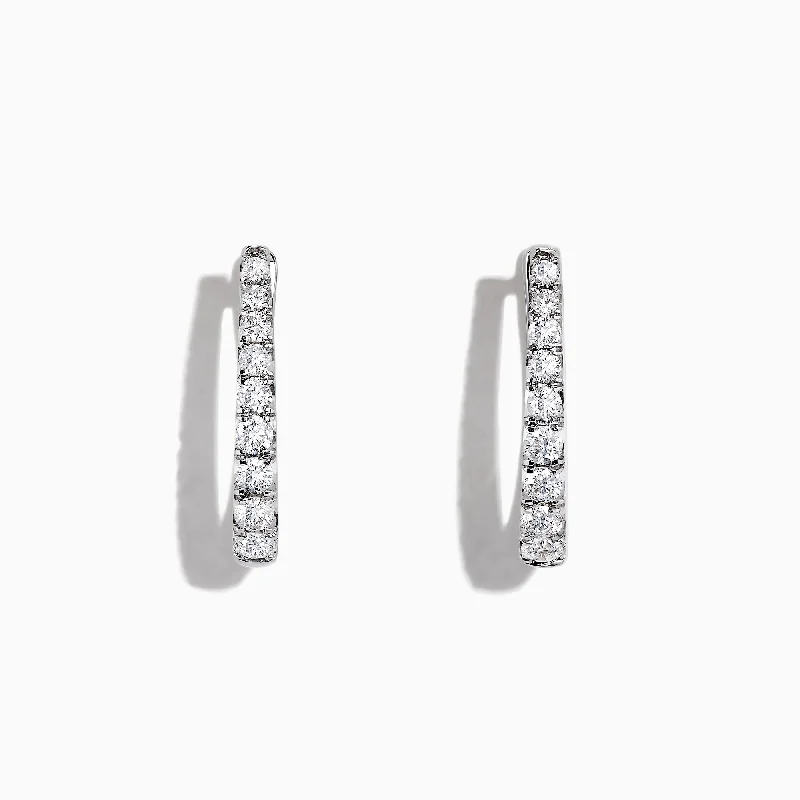 Pave Classica 14K White Gold 3/4"Diamond Hoop Earrings, 0.49 TCW