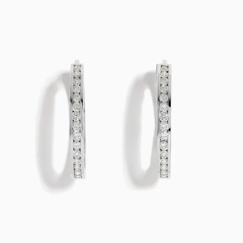 Pave Classica 14K White Gold Diamond Hoop Earrings