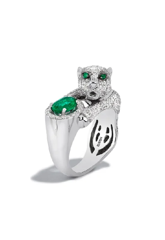 Signature 14K White Gold Diamond and Emerald Ring, 2.31 TCW