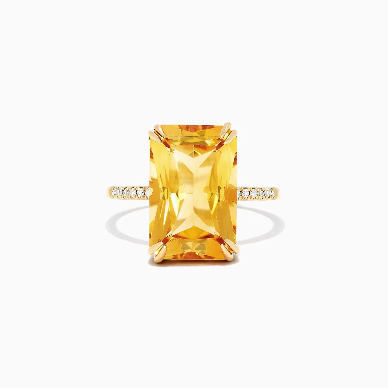 Sunset 14K Yellow Gold Citrine and Diamond Ring, 6.72 TCW