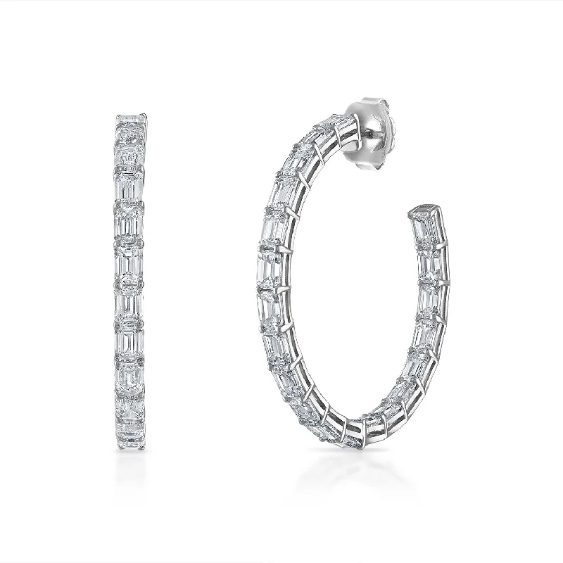 Emerald Cut Hoop Earrings