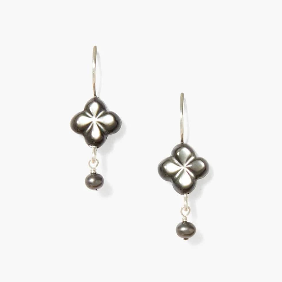 Clover Drop Earrings Black Mother of Pearl