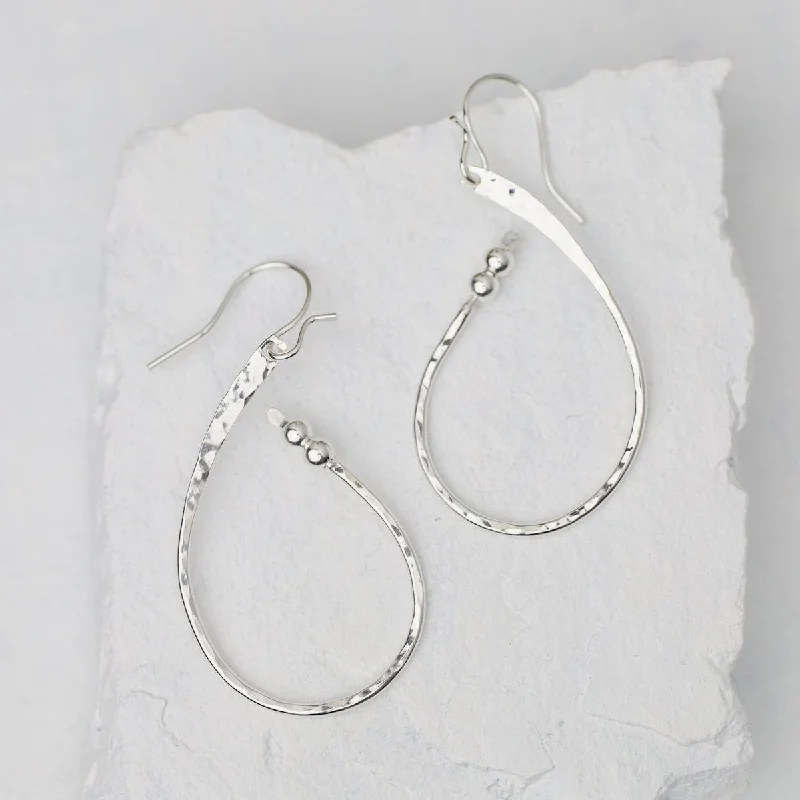 Sterling Silver Hammered Teardrop Earrings