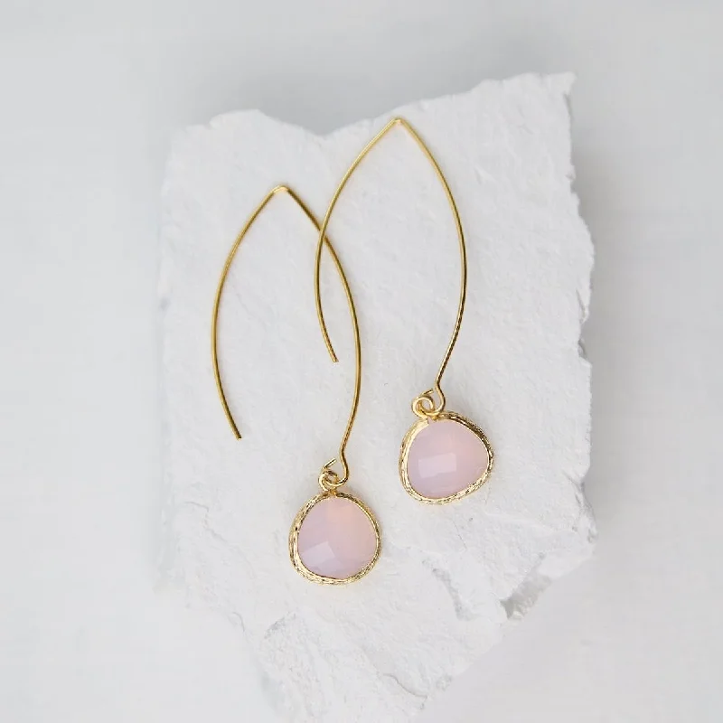 Gold Plated Long Crystal Drops - Violet Opal