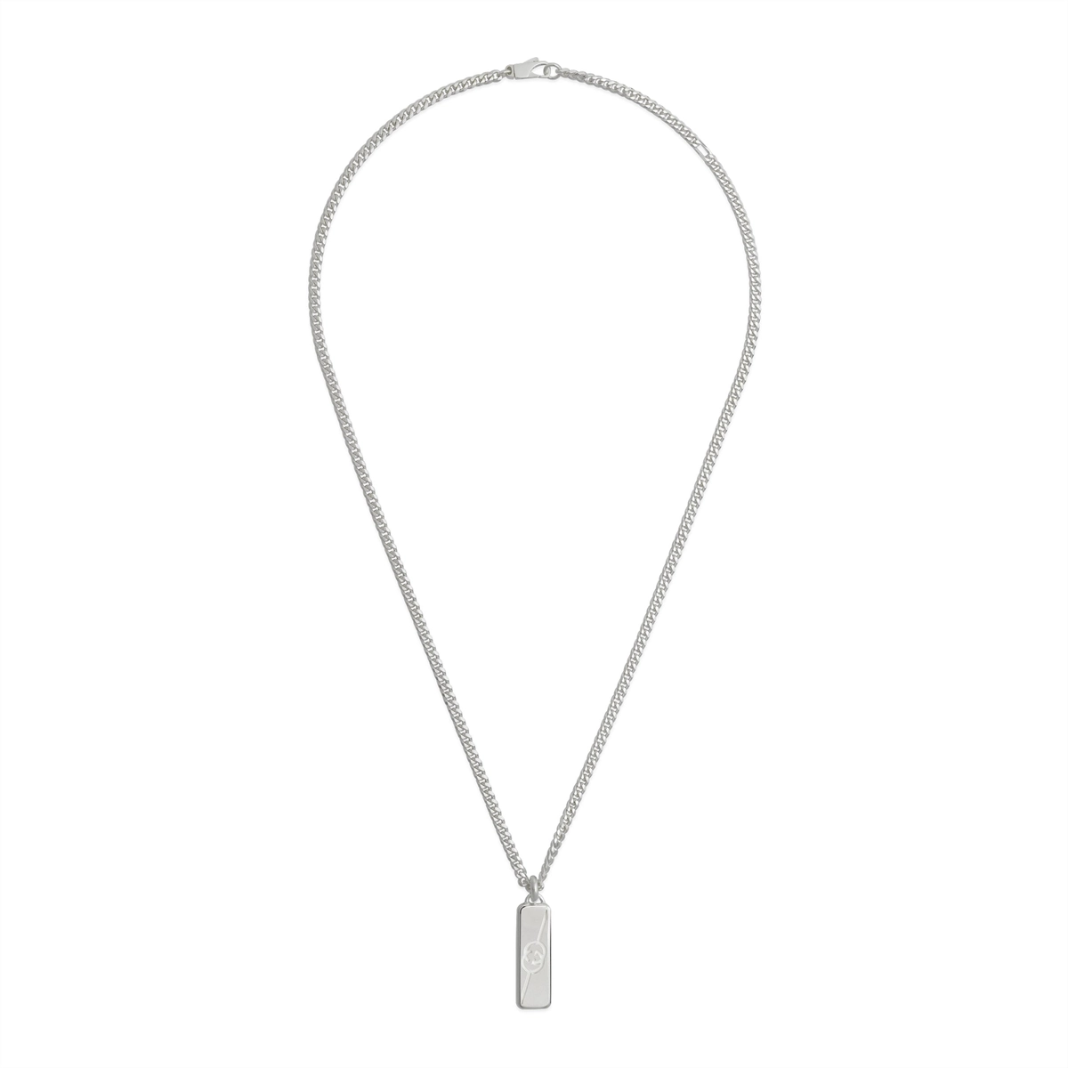 Gucci Sterling Silver Tag Necklace