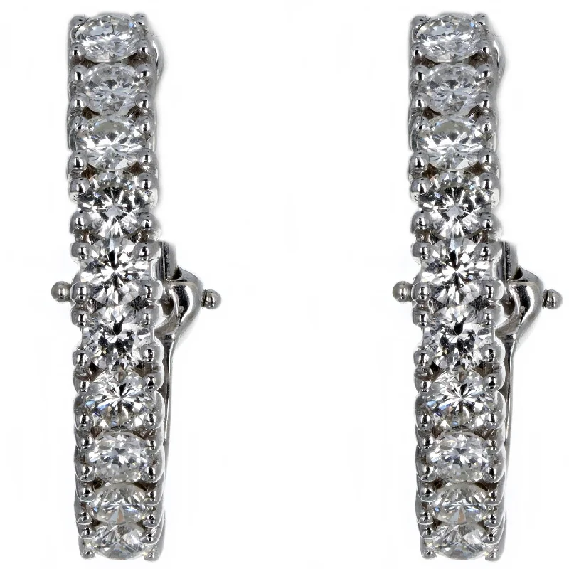 Hammerman Brothers 2.5 Carat Total Weight Round Diamond Hoop Earrings in 14K White Gold