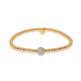 Hulchi Belluni 18K Yellow Gold Pave Diamond Bead Bracelet