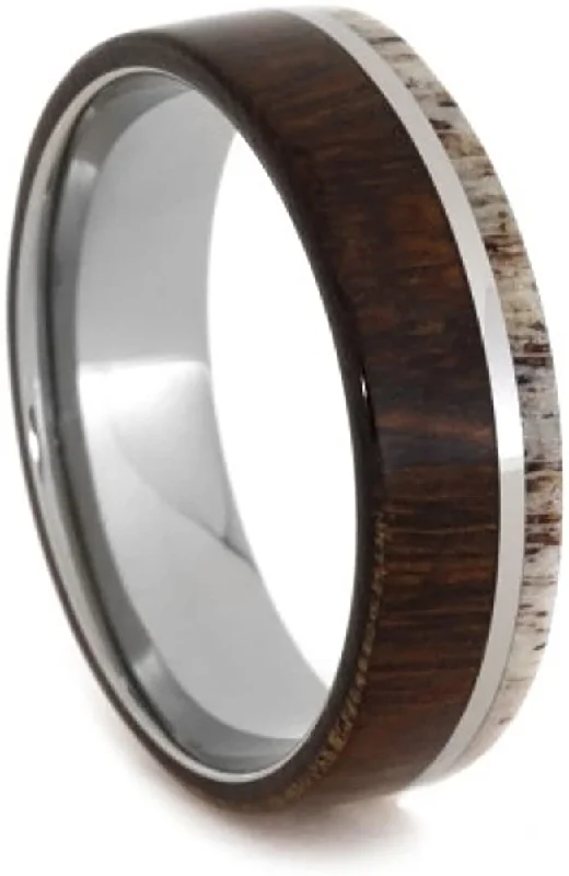 Ironwood, Deer Antler 8mm Comfort-Fit Titanium Wedding Band, Size 4.75