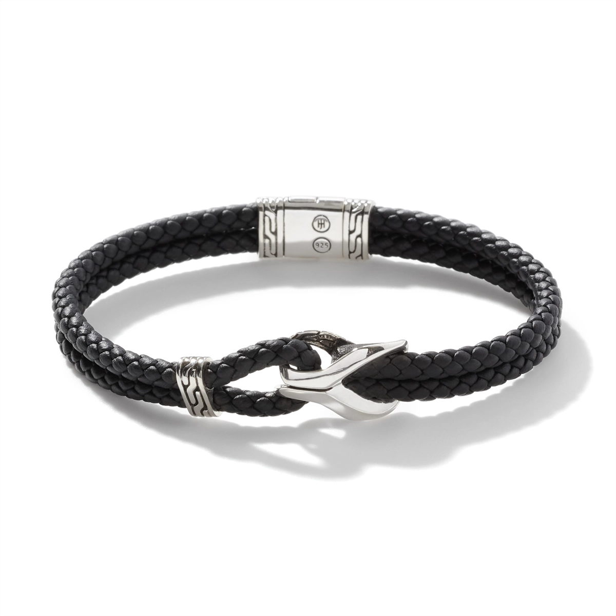 John Hardy Classic Chain Sterling Silver Alsi 4mm Black Leather Bracelet