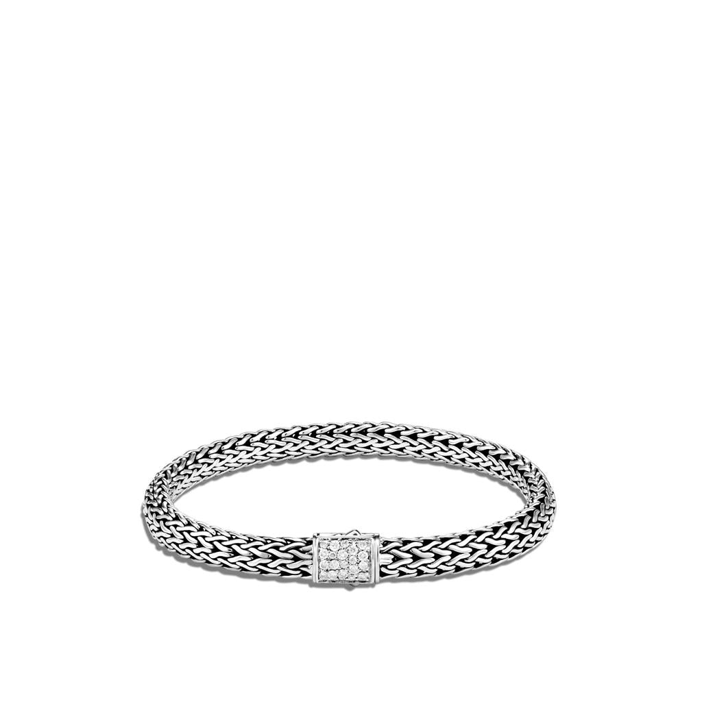 John Hardy Classic Chain Sterling Silver Reversible Bracelet with Pave Diamonds & Treated Black Sapphire