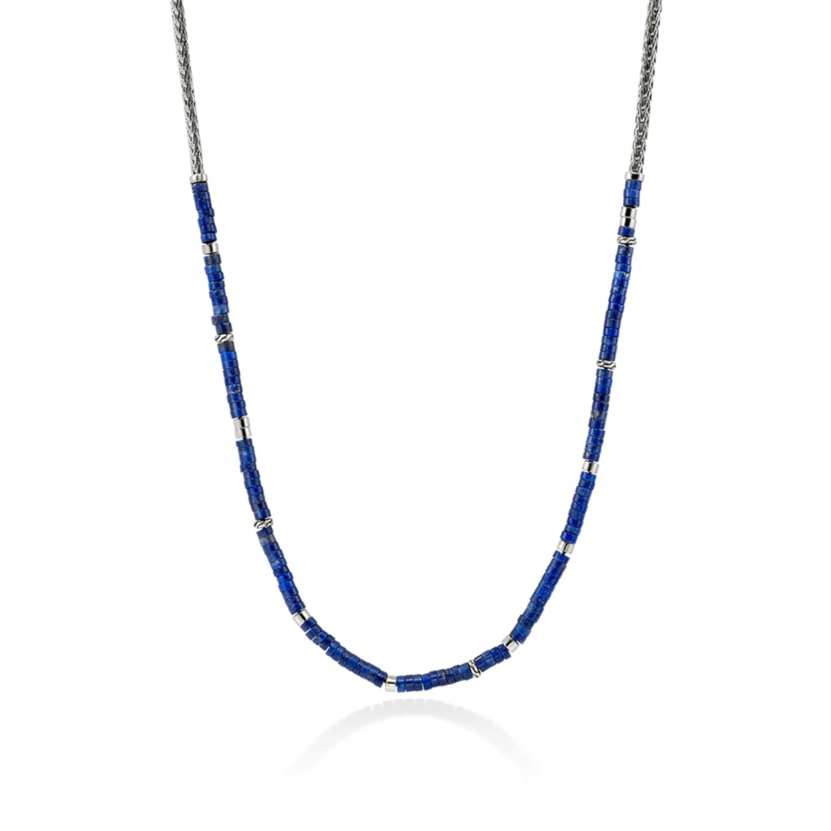 John Hardy Heishi Silver 3.5mm Slim Chain Necklace with Lapis