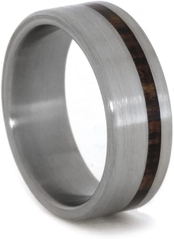 King Wood Inlay 7mm Comfort-Fit Brushed Titanium Wedding Band, Size 11.5