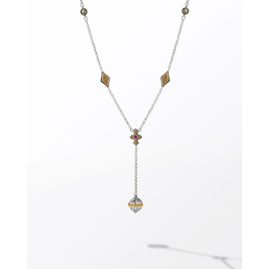 Konstantino Dome Silver and 18K Gold Corundum Necklace