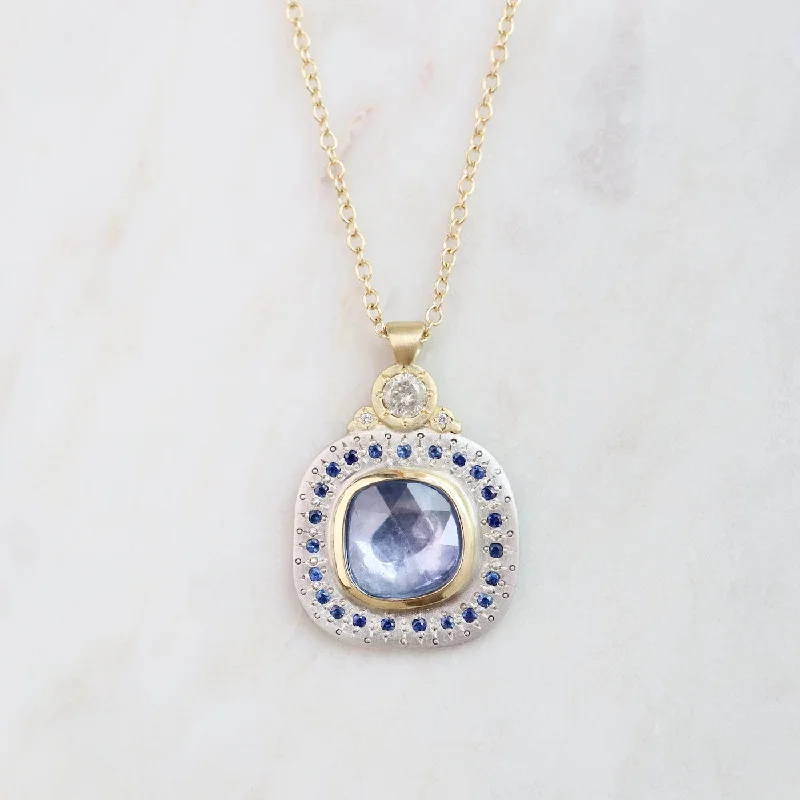 One of a Kind Blue Sapphire 18k & Sterling Silver Necklace