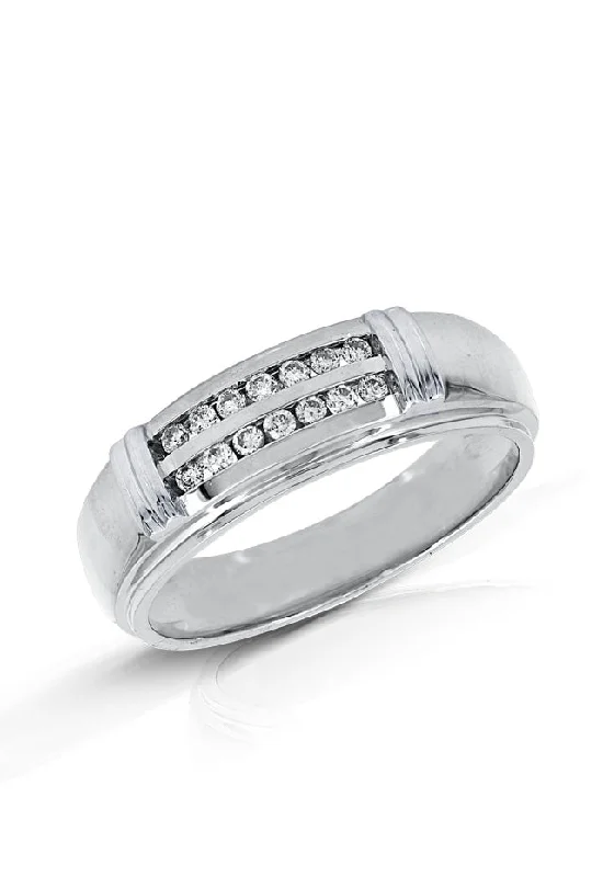 Mens 14K White Gold Diamond Ring, .25 TCW