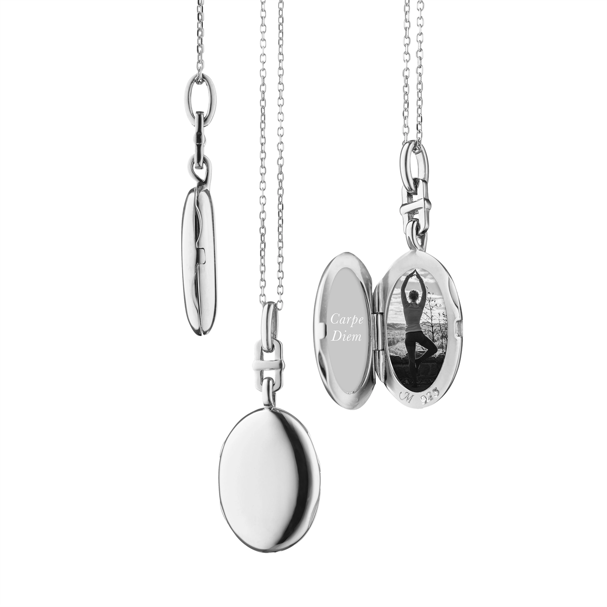 Monica Rich Kosann Sterling Silver Slim Oval Eve Locket Necklace