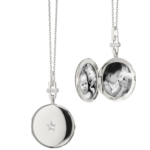 Monica Rich Kosann Sterling Silver Twinkle Star Locket Necklace