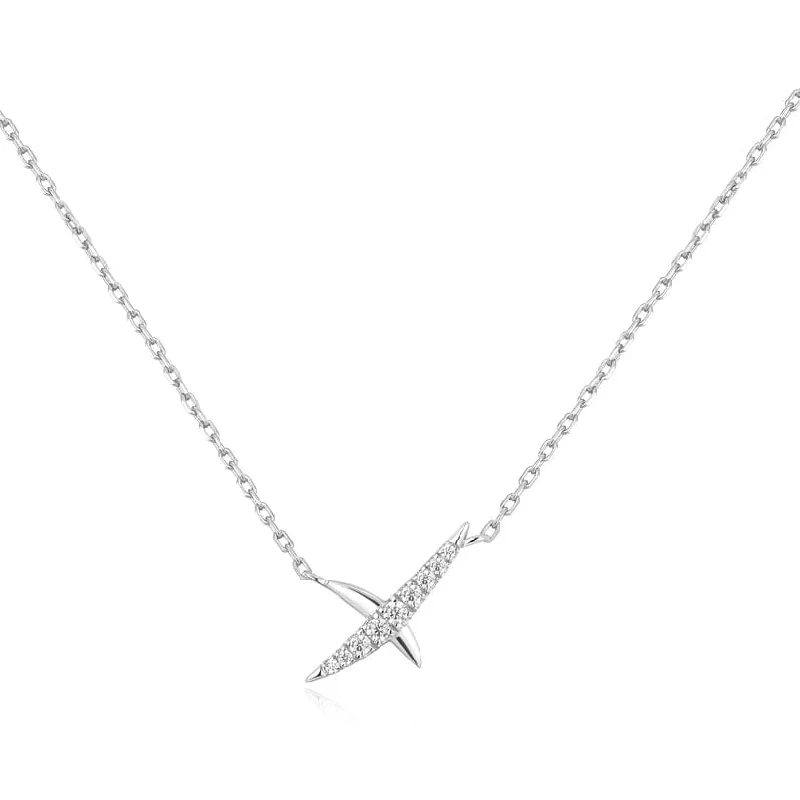 Silver Kiss Pave Necklace