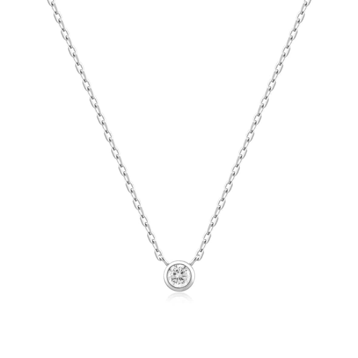 Silver Round Solitare Cubic Zirconia Necklace