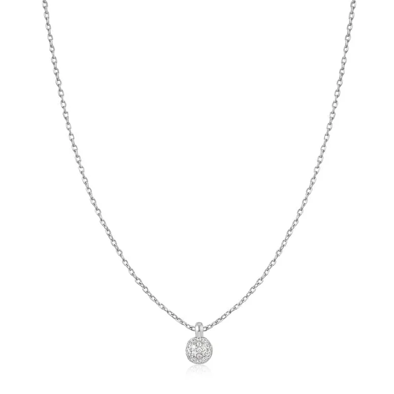 Silver Spheres Pave Necklace