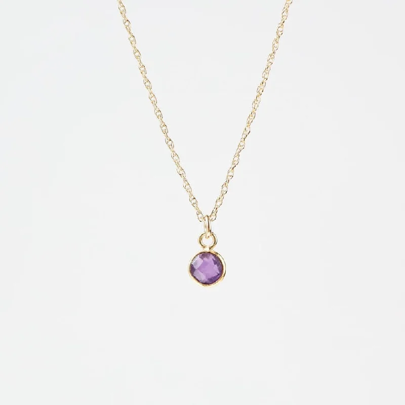 14k Gold Filled Chain with 6mm Bezel-Set Amethyst