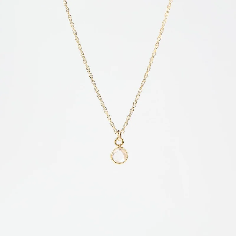 14k Gold Filled Chain with 6mm Bezel-Set Crystal Quartz