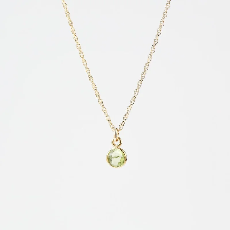 14k Gold Filled Chain with 6mm Bezel-Set Peridot