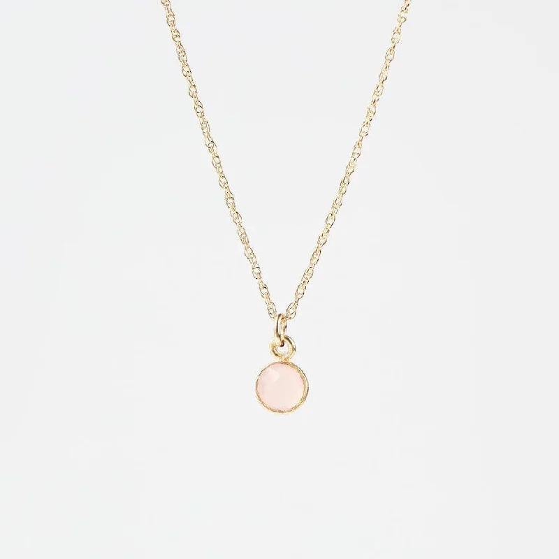 14k Gold Filled Chain with 6mm Bezel-Set Rose Quartz