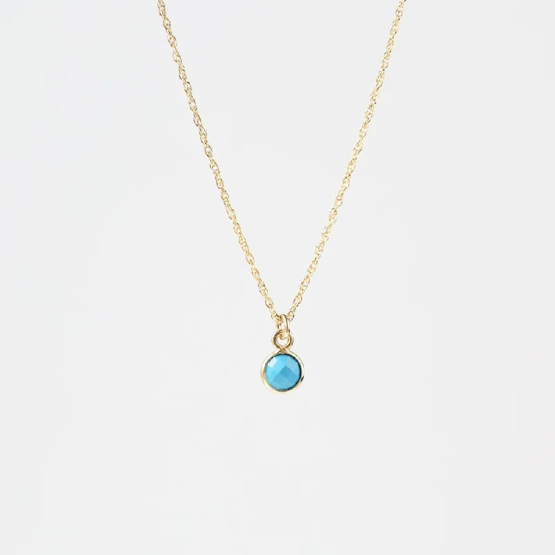 14k Gold Filled Chain with 6mm Bezel-Set Turquoise