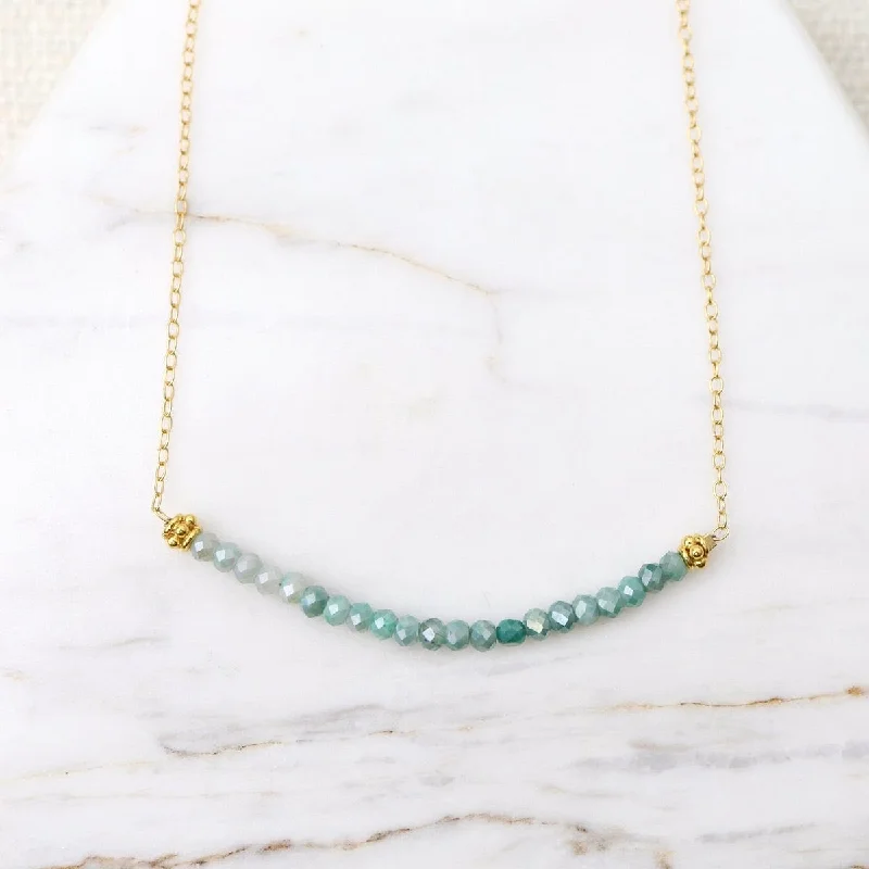 Gold Filled Chain with Gemstone Arc - Green Silverite