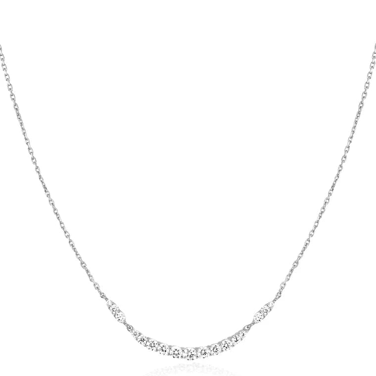 Silver Arc Pave Necklace