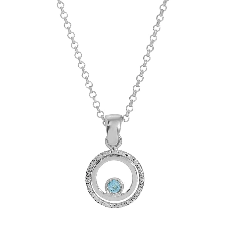 Sterling Silver & Blue Topaz Operato Necklace