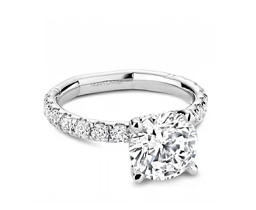 Noam Carver Round Center Side Stone Diamond Engagement Ring Setting in 14K White Gold (.78ctw)