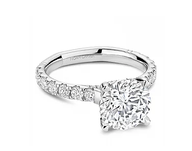 Noam Carver Round Center Side Stone Diamond Engagement Ring Setting in 14K White Gold (.82ctw)