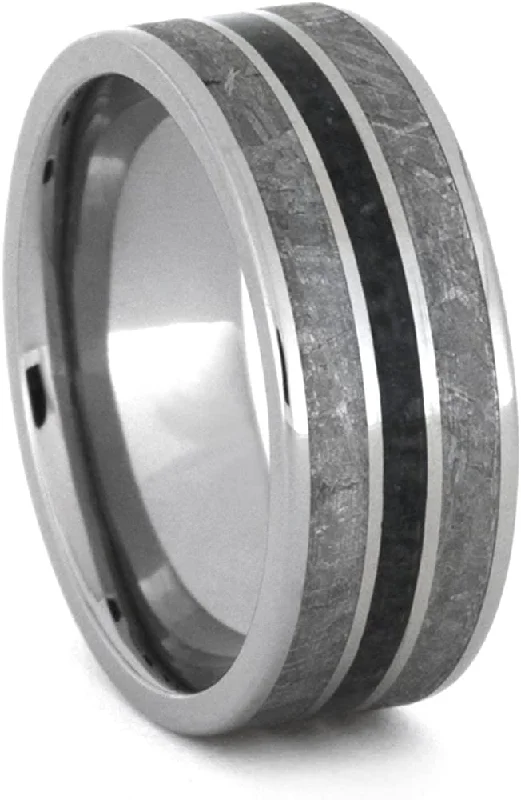 Onyx, Gibeon Meteorite 8mm Comfort-Fit Titanium Wedding Band, Size 4.25