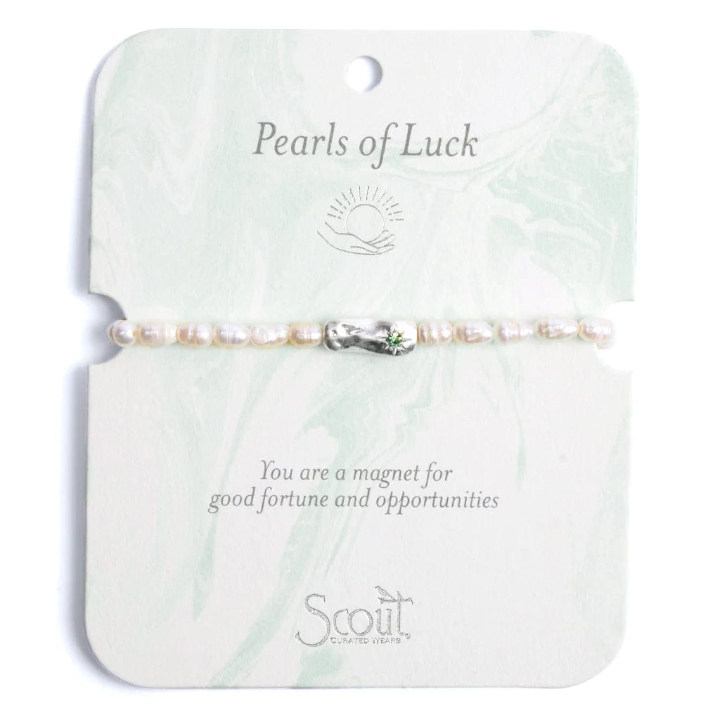 Pearls of Luck Affirmation Bracelet in Silver