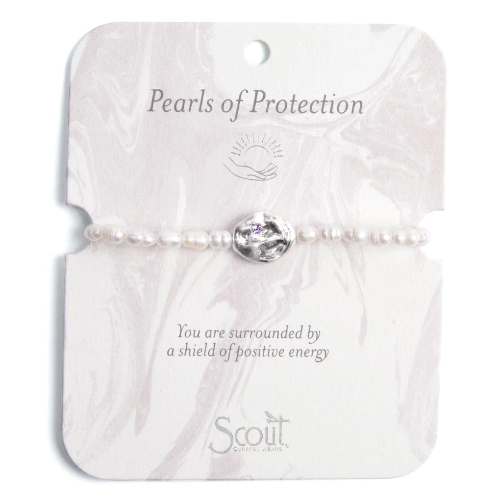 Pearls of Protection Affirmation Bracelet in Silver