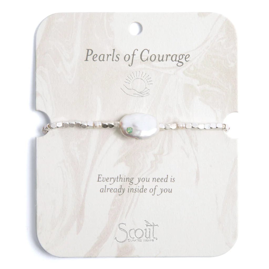 Pearls of Courage Affirmation Bracelet in Silver