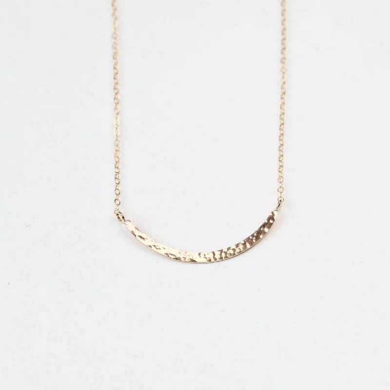 Gold Filled Hammered Curved Bar Necklace