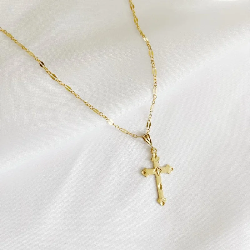 Risen Religious Cross Necklace Gold Filled